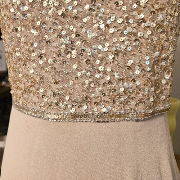 NWT J Kara Beaded Champagne Gown, 6P - Picture 6 of 9